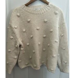 Zara Beige Pom Pom sweater